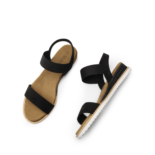 Ankle Elastic Strap Espadrille Flat Sandals - BLACK SUEDE - 6